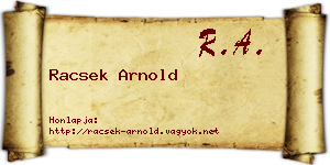 Racsek Arnold névjegykártya